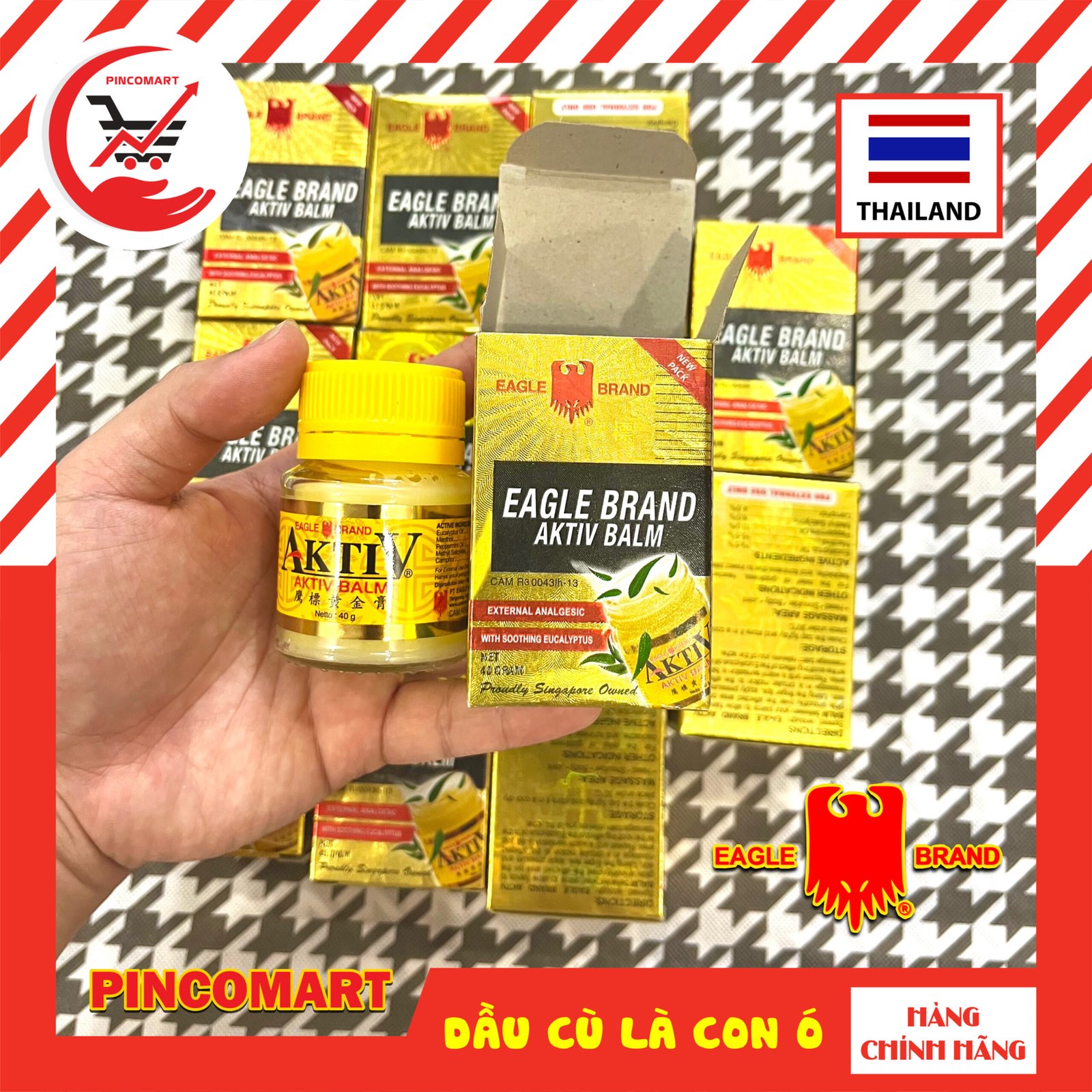 (Hộp 12 hũ) Dầu Cù Là vàng hiệu Con Ó Balsem Aktiv Balm Thái Lan hũ 40g - Hàng nhập khẩu Thái | SK9 - Image 3