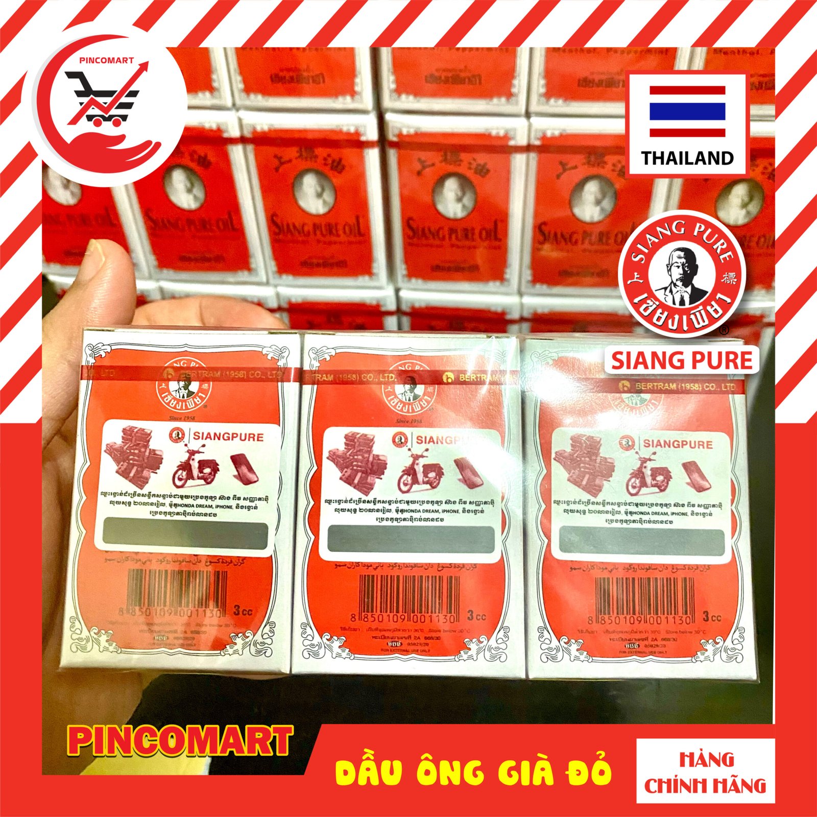 (Lốc 3ml - 7ml) Dầu Gió đỏ ông già chữ màu đen hiệu Siang Pure Oil Thái Lan - Hàng nhập khẩu Thái - Image 4