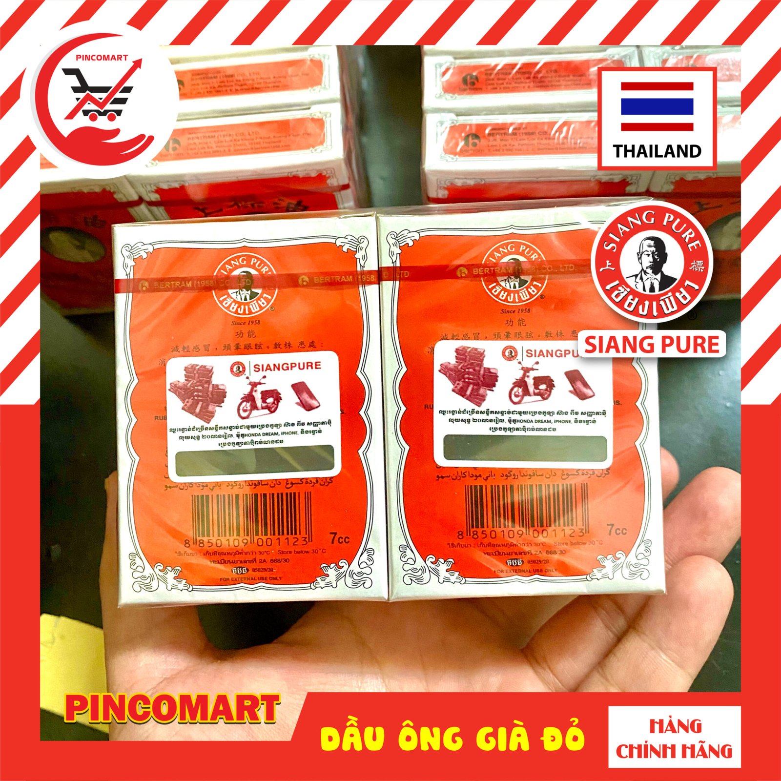 (Lốc 3ml - 7ml) Dầu Gió đỏ ông già chữ màu đen hiệu Siang Pure Oil Thái Lan - Hàng nhập khẩu Thái - Image 2