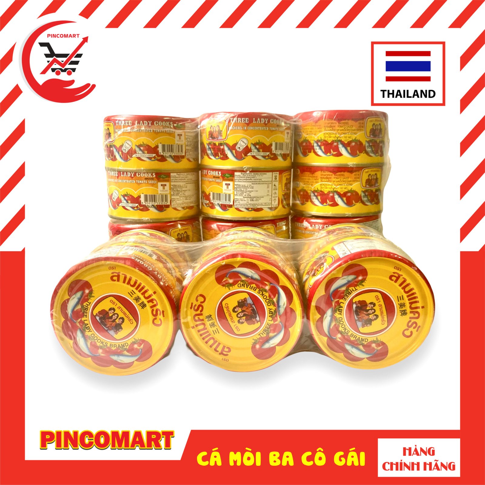 (Lốc 6 lon) Cá Mòi Sốt Cà Thái Lan hiệu Ba Cô Gái lon 190g - Hàng nhập khẩu Thái | HH102