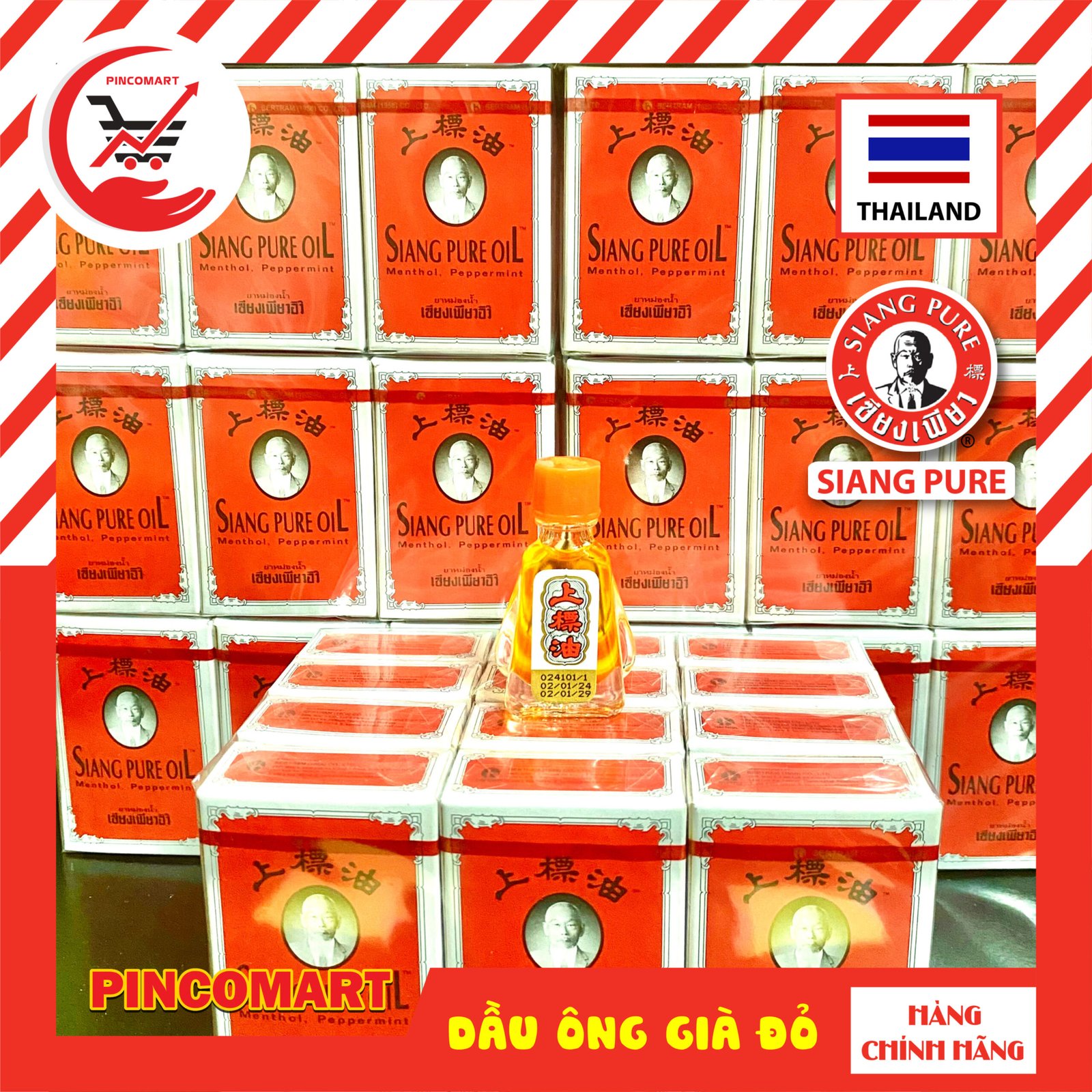(Lốc 3ml - 7ml) Dầu Gió đỏ ông già chữ màu đen hiệu Siang Pure Oil Thái Lan - Hàng nhập khẩu Thái - Image 5