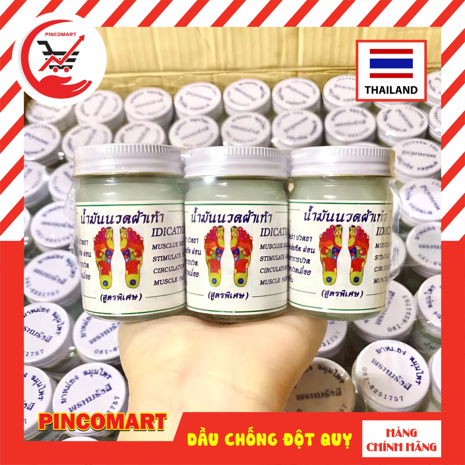 Dầu Cù Là Thái Lan xoa bóp huyệt bàn chân phòng chống đột quỵ hũ 50g - Hàng nhập khẩu Thái - Image 2