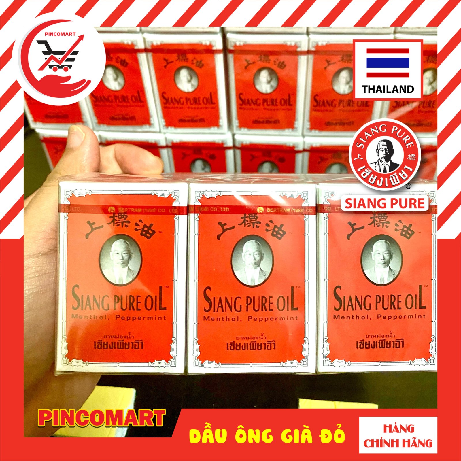 (Lốc 3ml - 7ml) Dầu Gió đỏ ông già chữ màu đen hiệu Siang Pure Oil Thái Lan - Hàng nhập khẩu Thái - Image 3