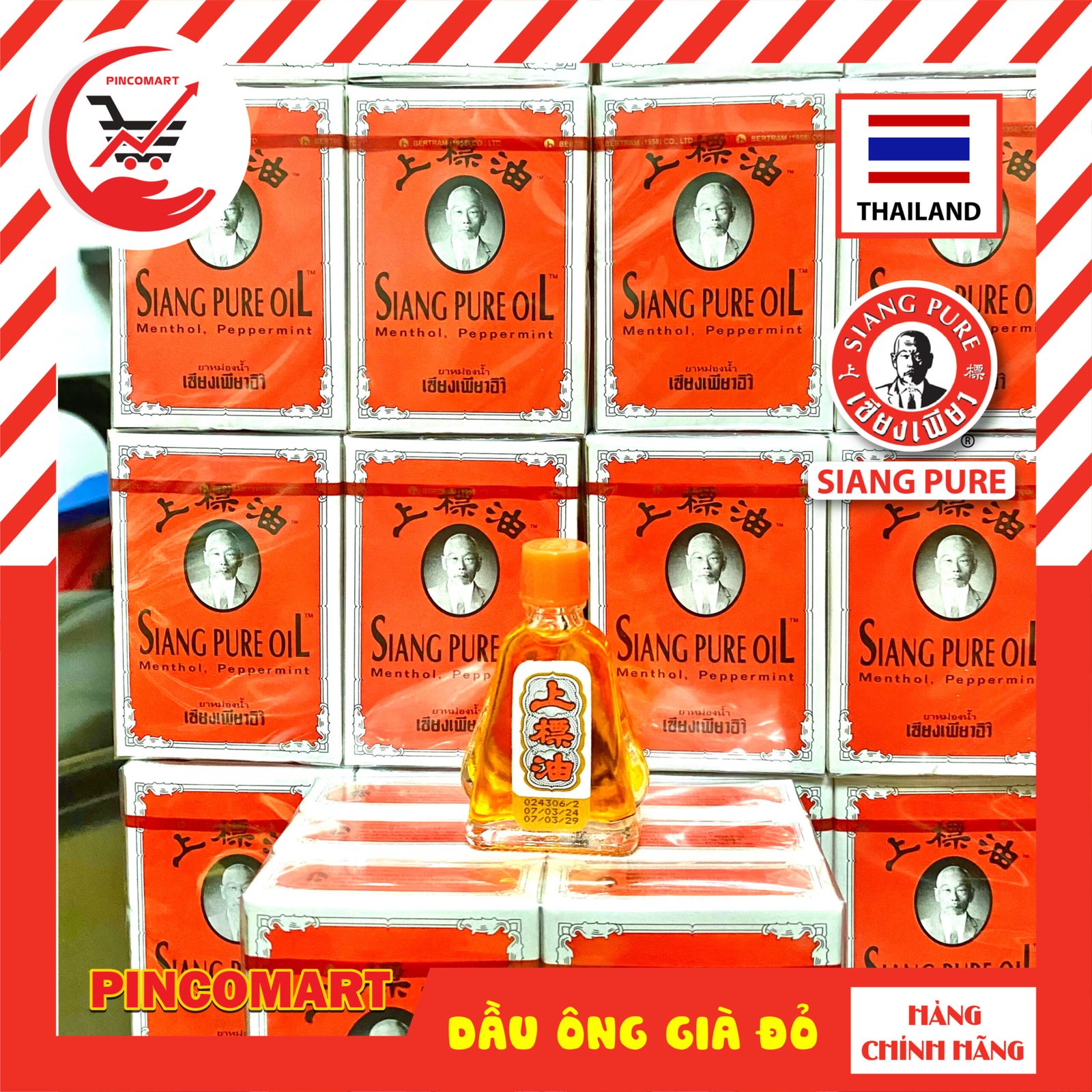 (Lốc 3ml - 7ml) Dầu Gió đỏ ông già chữ màu đen hiệu Siang Pure Oil Thái Lan - Hàng nhập khẩu Thái - Image 6