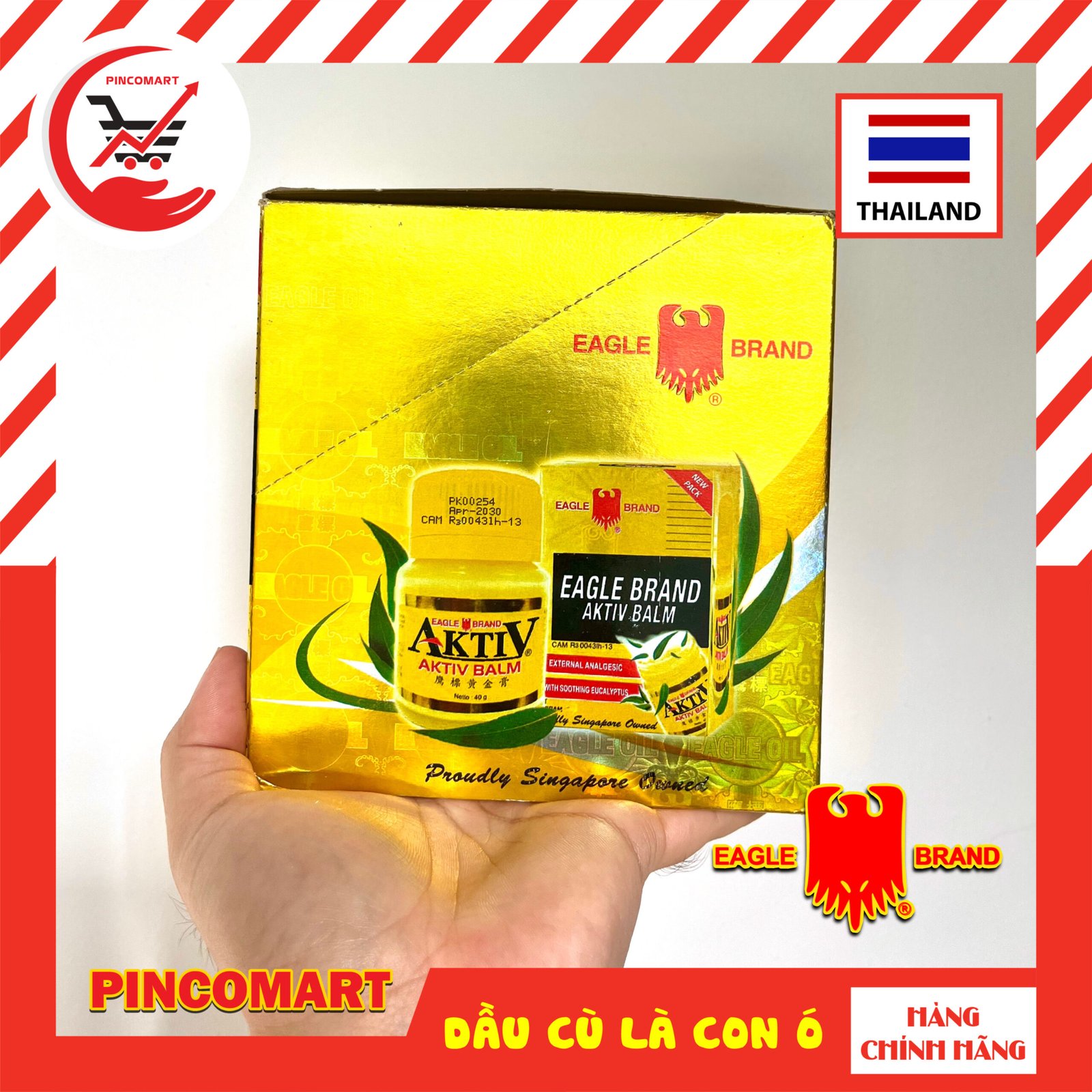 (Hộp 12 hũ) Dầu Cù Là vàng hiệu Con Ó Balsem Aktiv Balm Thái Lan hũ 40g - Hàng nhập khẩu Thái | SK9