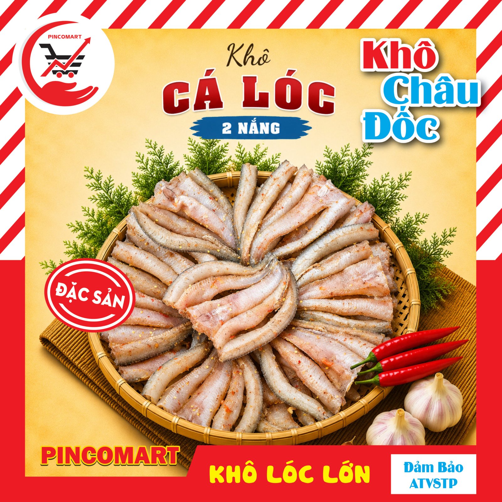 Khô Cá Lóc 2 nắng thơm ngon vị vừa ăn đặc sản Châu Đốc, đóng gói túi hút chân không - Khô chuẩn vị miền Tây