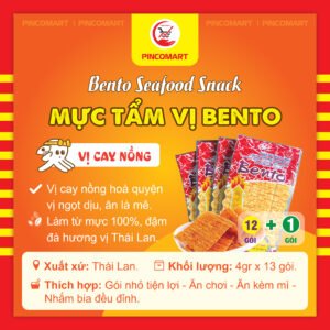 (Combo 12 gói tặng 1 gói) Mực Tẩm Vị Bento Seafood Snack Thái Lan cay ngon hấp dẫn - Hàng nhập khẩu Thái | HH116
