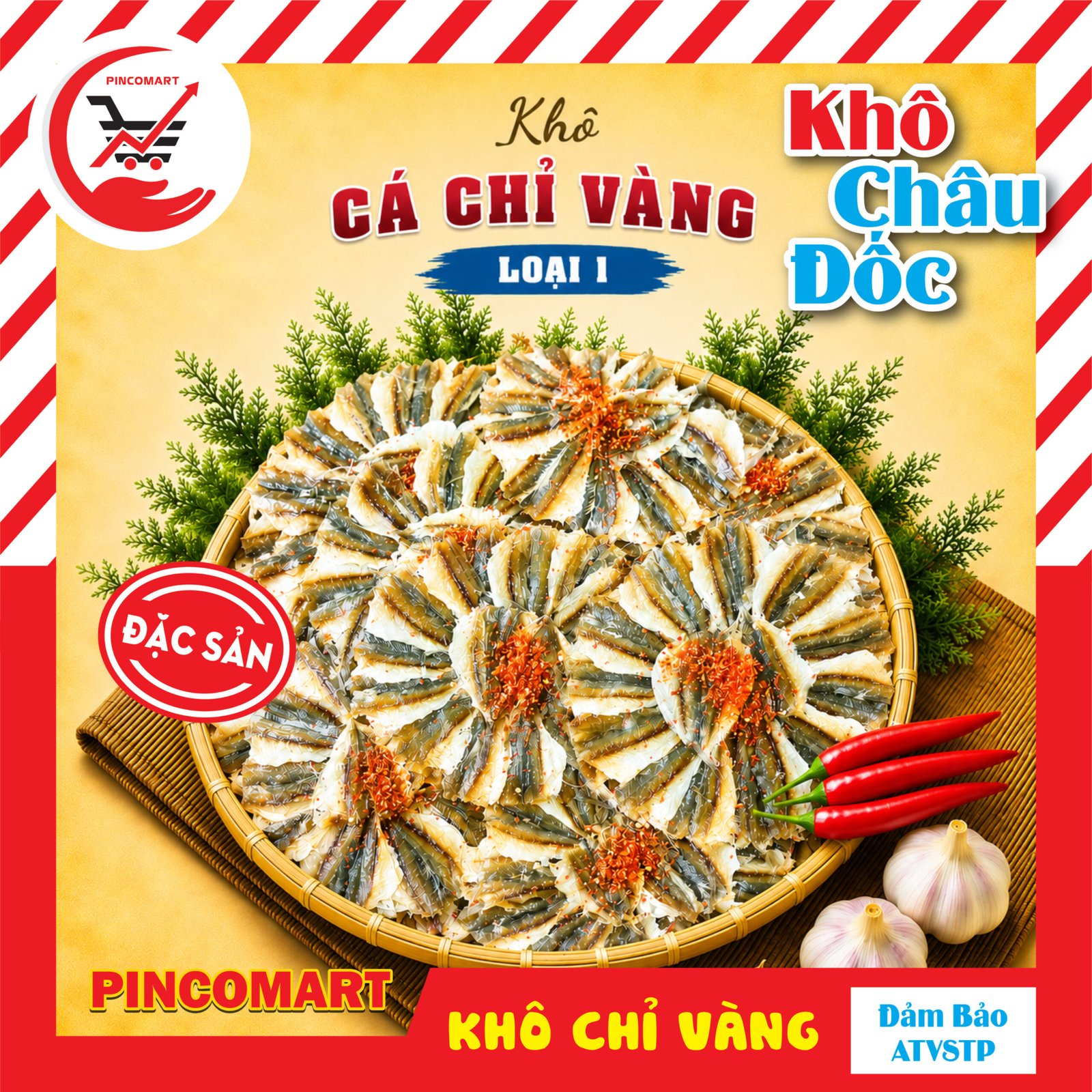 Khô Cá Chỉ Vàng loại 1 thơm ngon, đóng gói túi hút chân không 1kg – Đặc sản miền biển | HH75