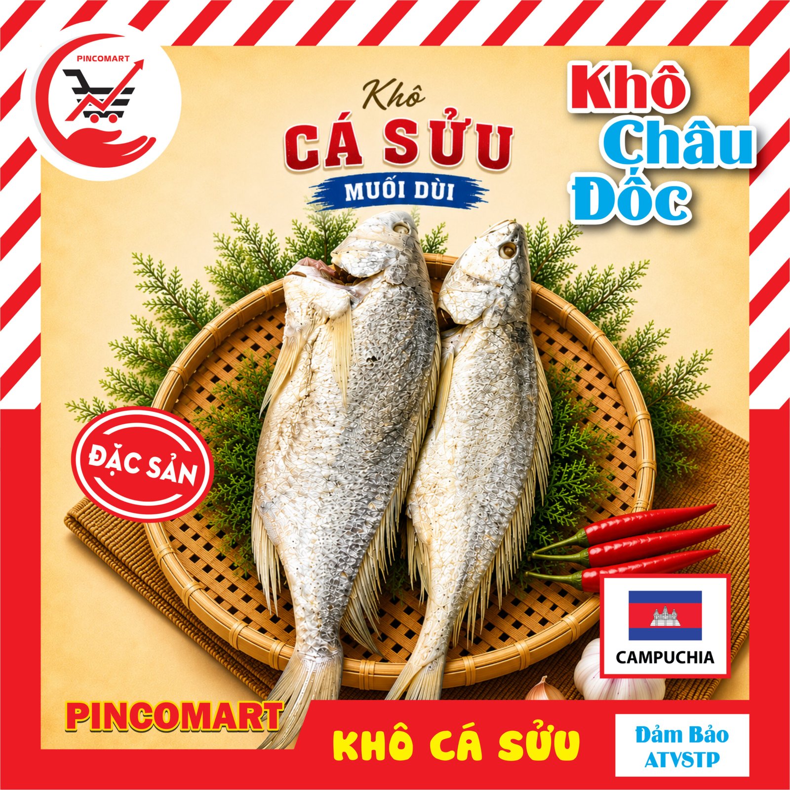 Khô Cá Sửu Nam Vang nguyên con đủ size - Đặc sản Campuchia